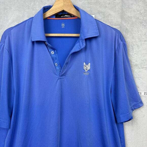 RLX Ralph Lauren Golf Polo Shirt Blue Wicking Tech Size M 1886 Fox Crest Sports - Picture 2 of 9